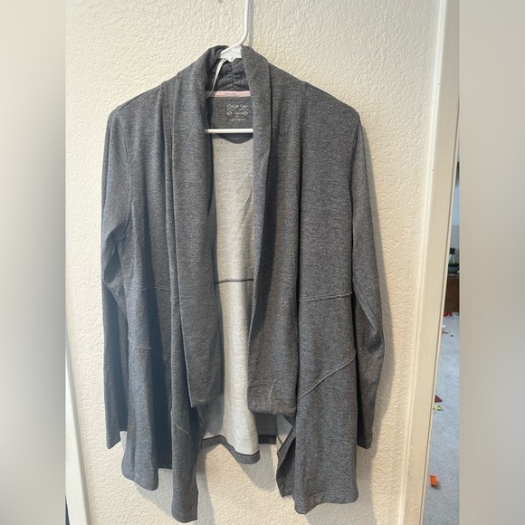 Calvin Klein Open Front Jacket waterfall knit Grey jacket Cardigan size L - Picture 4 of 8
